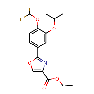 Chemical structure of Ethyl 2-[4-(Difluoromethoxy)-3-isopropoxyphenyl]oxazole-4-carboxylate , CAS 1574285-32-7, AChemBlock V148437