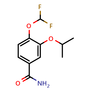 Chemical structure of 4-(Difluoromethoxy)-3-isopropoxybenzamide , CAS 1574285-91-8, AChemBlock V148439