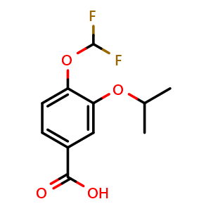 Chemical structure of 4-(Difluoromethoxy)-3-isopropoxybenzoic Acid , CAS 159783-48-9, AChemBlock V148440