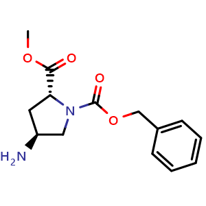 Chemical structure of Methyl (2R,4S)-4-Amino-1-Cbz-pyrrolidine-2-carboxylate , CAS 739360-84-0, AChemBlock V148445