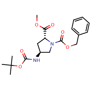 Chemical structure of Methyl (2R,4S)-1-Cbz-4-(Boc-amino)pyrrolidine-2-carboxylate , CAS 489446-67-5, AChemBlock V148446