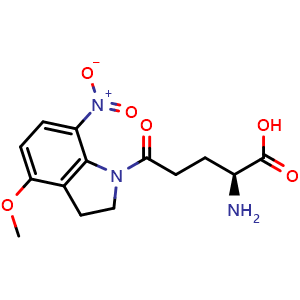 Chemical structure of (S)-2-Amino-5-(4-methoxy-7-nitro-1-indolinyl)-5-oxopentanoic Acid , CAS 295325-62-1, AChemBlock V148456