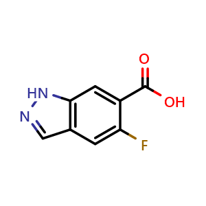 Chemical structure of 5-Fluoroindazole-6-carboxylic Acid , CAS 101495-01-6, AChemBlock V148490