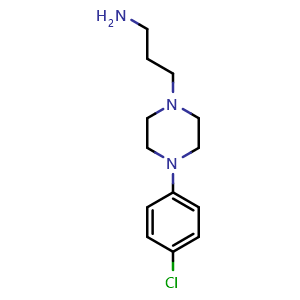 Chemical structure of 1-Amino-3-[4-(4-chlorophenyl)-1-piperazinyl]propane , CAS 79322-93-3, AChemBlock V148504