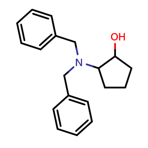 Chemical structure of 2-(Dibenzylamino)cyclopentanol , CAS 1179704-59-6, AChemBlock V148527