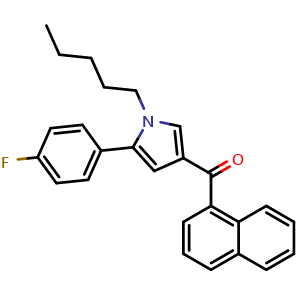 Chemical structure of [5-(4-Fluorophenyl)-1-pentyl-3-pyrrolyl](1-naphthyl)methanone , CAS 914458-39-2, AChemBlock V148541