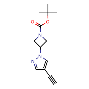 Chemical structure of 1-(1-Boc-3-azetidinyl)-4-ethynylpyrazole , CAS 2098140-87-3, AChemBlock V148544
