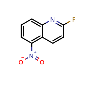 Chemical structure of 2-Fluoro-5-nitroquinoline , CAS 2752043-19-7, AChemBlock V148545