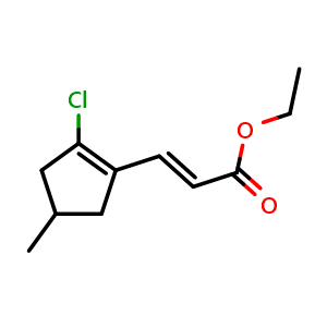 Chemical structure of Ethyl 3-(2-Chloro-4-methyl-1-cyclopentenyl)acrylate , CAS 2749067-13-6, AChemBlock V148549