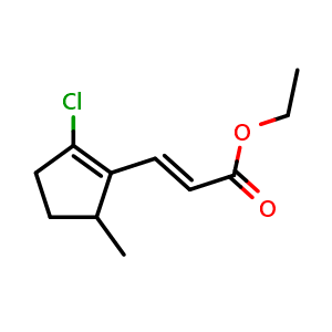 Chemical structure of Ethyl 3-(2-Chloro-5-methyl-1-cyclopentenyl)acrylate , CAS 2749175-14-0, AChemBlock V148551