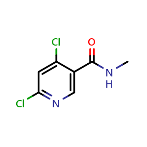 Chemical structure of 4,6-Dichloro-N-methylnicotinamide , CAS 1609530-95-1, AChemBlock V148553
