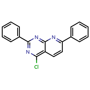Chemical structure of 4-Chloro-2,7-diphenylpyrido[2,3-d]pyrimidine , CAS 2751724-66-8, AChemBlock V148569