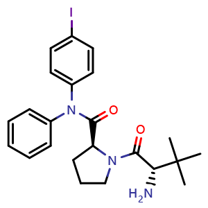 Chemical structure of (S)-1-[(S)-2-Amino-3,3-dimethylbutanoyl]-N-(4-iodophenyl)-N-phenylpyrrolidine-2-carboxamide , CAS 371919-42-5, AChemBlock V148596