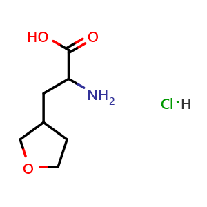 Chemical structure of 2-Amino-3-(oxolan-3-yl)propanoic Acid Hydrochloride , CAS 2243508-59-8, AChemBlock V148602