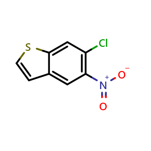 Chemical structure of 6-Chloro-5-nitrobenzo[b]thiophene , CAS 2744386-22-7, AChemBlock V148613