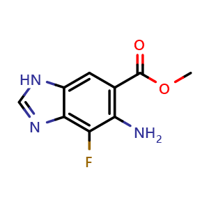 Chemical structure of Methyl 5-Amino-4-fluorobenzimidazole-6-carboxylate , CAS 918321-29-6, AChemBlock V148627