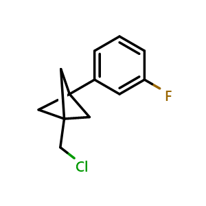 Chemical structure of 1-(Chloromethyl)-3-(3-fluorophenyl)bicyclo[1.1.1]pentane , CAS 2287344-70-9, AChemBlock V148633