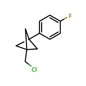 Chemical structure of 1-(Chloromethyl)-3-(4-fluorophenyl)bicyclo[1.1.1]pentane , CAS 2287286-00-2, AChemBlock V148635