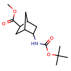 Chemical structure of Methyl 5-(Boc-amino)bicyclo[2.2.1]heptane-2-carboxylate , CAS 2753349-47-0, AChemBlock V148636