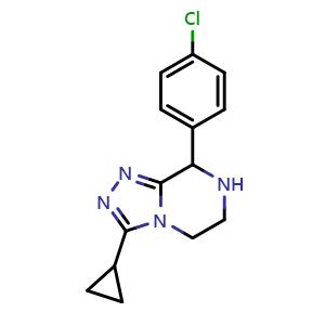 Chemical structure of 8-(4-Chlorophenyl)-3-cyclopropyl-5,6,7,8-tetrahydro-[1,2,4]triazolo[4,3-a]pyrazine , CAS 2740403-13-6, AChemBlock V148645