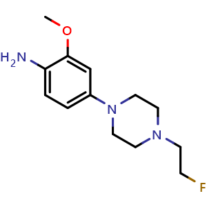 Chemical structure of 4-[4-(2-Fluoroethyl)-1-piperazinyl]-2-methoxyaniline , CAS 1807809-74-0, AChemBlock V148654