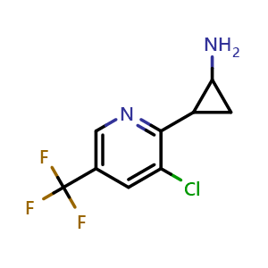 Chemical structure of 2-[3-Chloro-5-(trifluoromethyl)-2-pyridyl]cyclopropanamine , CAS 2751808-47-4, AChemBlock V148660