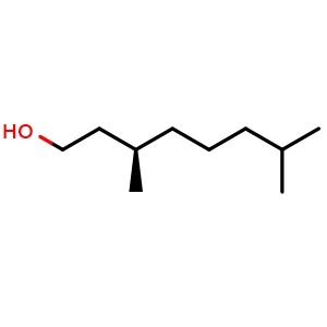 Chemical structure of (R)-3,7-Dimethyl-1-octanol , CAS 1117-60-8, AChemBlock V148662