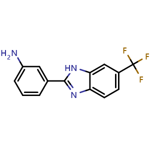 Chemical structure of 3-[6-(Trifluoromethyl)-2-benzimidazolyl]aniline , CAS 1520125-70-5, AChemBlock V148663