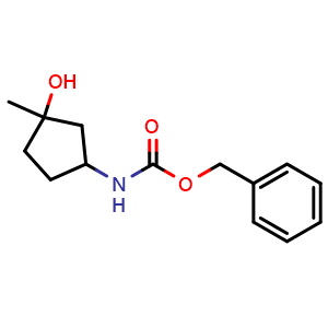 Chemical structure of 3-(Cbz-amino)-1-methylcyclopentanol , CAS 2740753-32-4, AChemBlock V148670