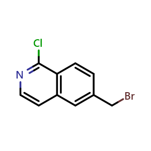 Chemical structure of 6-(Bromomethyl)-1-chloroisoquinoline , CAS 234109-25-2, AChemBlock V148673