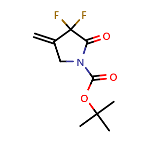 Chemical structure of 1-Boc-3,3-difluoro-4-methylenepyrrolidin-2-one , CAS 1055306-64-3, AChemBlock V148683