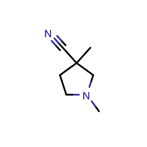 Chemical structure of 1,3-Dimethylpyrrolidine-3-carbonitrile , CAS 14399-01-0, AChemBlock V148684