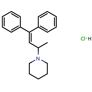 Chemical structure of 1-(4,4-Diphenyl-3-buten-2-yl)piperidine Hydrochloride , CAS 94908-95-9, AChemBlock V148697