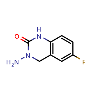 Chemical structure of 3-Amino-6-fluoro-3,4-dihydroquinazolin-2(1H)-one , CAS 183054-21-9, AChemBlock V148705