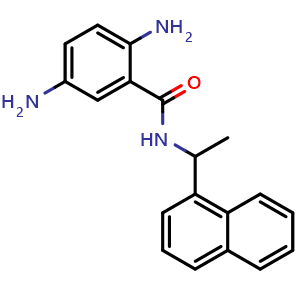 Chemical structure of 2,5-Diamino-N-[1-(1-naphthyl)ethyl]benzamide , CAS 2751731-04-9, AChemBlock V148706