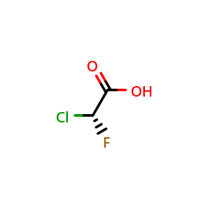 Chemical structure of (R)-2-Chloro-2-fluoroacetic Acid , CAS 25197-76-6, AChemBlock V148713