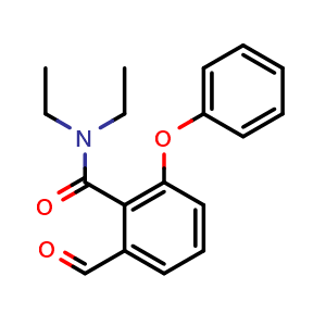Chemical structure of N,N-Diethyl-2-formyl-6-phenoxybenzamide , CAS 2740568-85-6, AChemBlock V148722