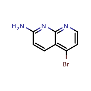 Chemical structure of 5-Bromo-1,8-naphthyridin-2-amine , CAS 2056916-57-3, AChemBlock V148740