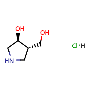 Chemical structure of (3S,4S)-4-(Hydroxymethyl)pyrrolidin-3-ol Hydrochloride , CAS 849935-79-1, AChemBlock V148745