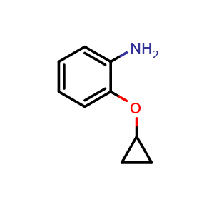 Chemical structure of 2-Cyclopropoxyaniline , CAS 1243361-81-0, AChemBlock V148747