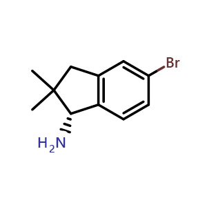 Chemical structure of (R)-5-Bromo-2,2-dimethyl-2,3-dihydro-1H-inden-1-amine , CAS 2865832-48-8, AChemBlock V148752