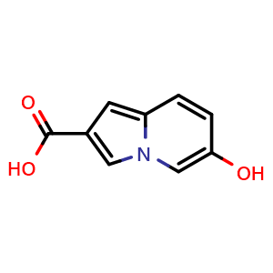 Chemical structure of 6-Hydroxyindolizine-2-carboxylic Acid , CAS 2805893-79-0, AChemBlock V148756