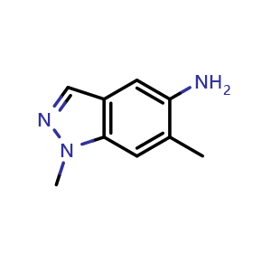 Chemical structure of 1,6-Dimethyl-1H-indazol-5-amine , CAS 1780910-53-3, AChemBlock V148763