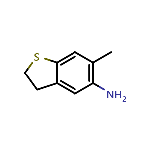 Chemical structure of 6-Methyl-2,3-dihydrobenzo[b]thiophen-5-amine , CAS 1781825-08-8, AChemBlock V148764
