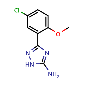 Chemical structure of 5-Amino-3-(5-chloro-2-methoxyphenyl)-1,2,4-triazole , CAS 948132-49-8, AChemBlock V148785