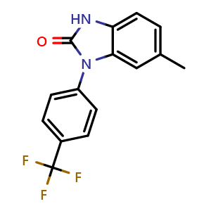 Chemical structure of 6-Methyl-1-[4-(trifluoromethyl)phenyl]benzimidazol-2(3H)-one , CAS 1893048-01-5, AChemBlock V148787