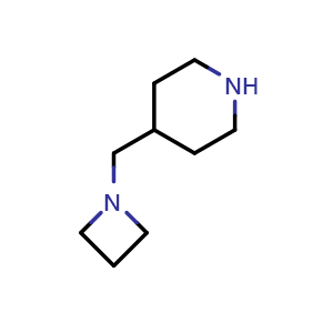 Chemical structure of 4-(1-Azetidinylmethyl)piperidine , CAS 775288-22-7, AChemBlock V148796
