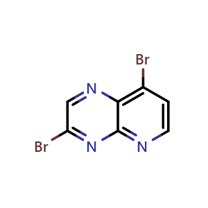 Chemical structure of 3,8-Dibromopyrido[2,3-b]pyrazine , CAS 1838674-98-8, AChemBlock V148822
