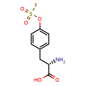 Chemical structure of (S)-2-Amino-3-[4-[(fluorosulfonyl)oxy]phenyl]propanoic Acid , CAS 1839622-49-9, AChemBlock V148823