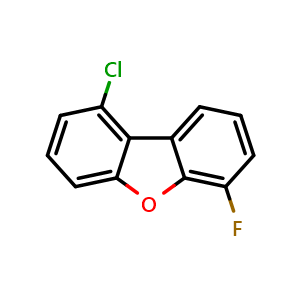 Chemical structure of 1-Chloro-6-fluorodibenzo[b,d]furan , CAS 2245035-65-6, AChemBlock V148827
